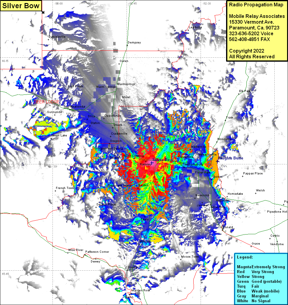 heat map radio coverage Silver Bow